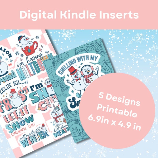 Digital Insert for Clear E-Reader Case -- Winter Theme -- Printable -- 6.9x4.9 -- Case and E-reader Not Included