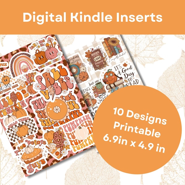 Digital Insert for Clear E-Reader Case -- Fall Theme -- Printable -- 6.9x4.9 -- Case and E-reader Not Included