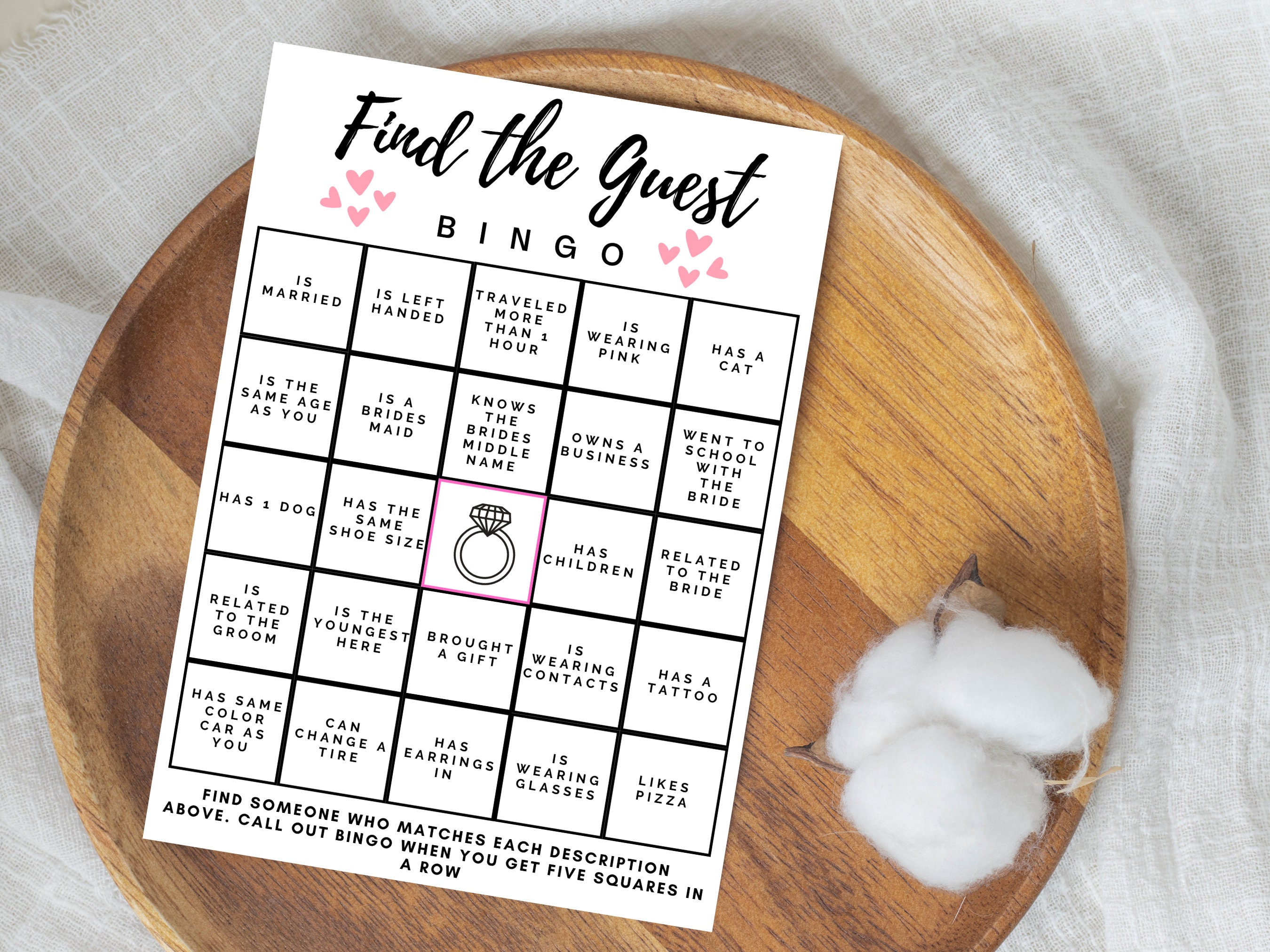 Bridal Shower Bingo Printable Card - Etsy