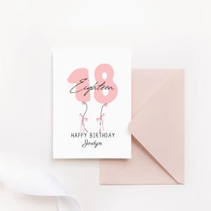 Personalized 18th birthday card, coquette birthday card, custom birthday card for her, pink aesthetic card, 18th birthday keepsake card, 18