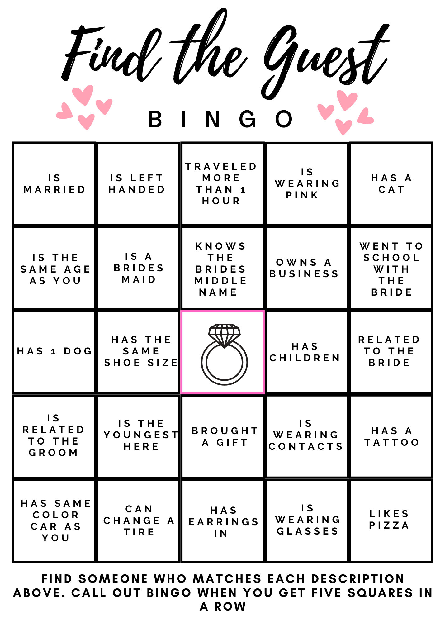 Bridal Shower Bingo Printable Card Etsy Bridal Shower Bingo Printable Card Etsy
