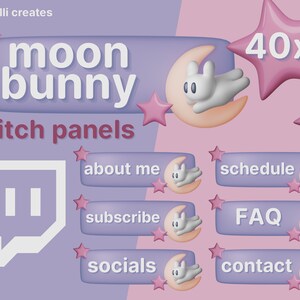 moon bunny twitch panels | cute pastel stream panels | kawaii cozy gaming twitch panel