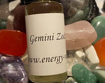 Aceite Mágico del Zodíaco Géminis Botella de 10 ml. - Con cristales. Astrología, Unción, Regalo