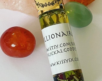 Millionaire Money Oil 10ml Roll on Bottle. - Hoodoo Magickal Herbal Oil With Herbs and Roots.