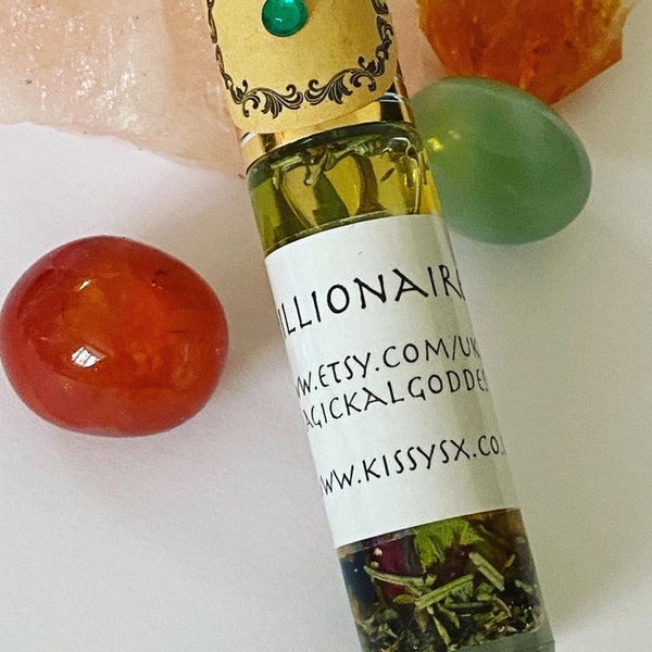 Millionaire Money Oil 10ml Roll on Bottle. - Hoodoo Magickal Herbal Oil With Herbs and Roots.