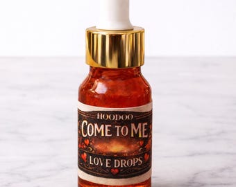 Gotas de Amor "Ven a mí" de Hoodoo. Potente mezcla de hierbas para la atracción. Sabor a pera.
