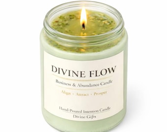 Vela de Flujo Divino para Negocios, Abundancia / Atracción de Clientes, Éxito y Prosperidad / Vela de Manifestación de Intención