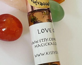 Aceite de amor en botella roll-on de 10 ml. Con hierbas y raíces, aceite de perfume mágico Hoodoo.