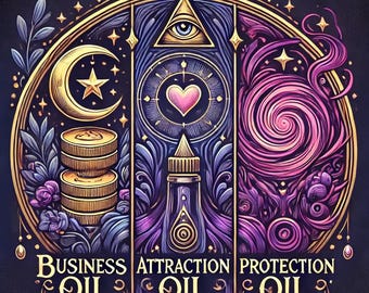 Aceites para rituales espirituales: Negocios, amor y protección - Set artesanal de 50 ml