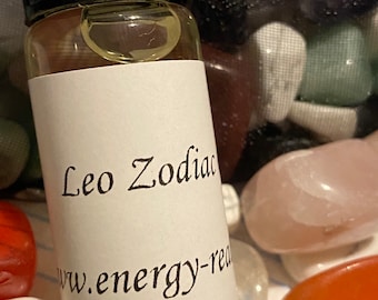 Aceite del Zodíaco Leo (10 ml) - Con cristales - Astrología, Unción, Planetario, Regalo