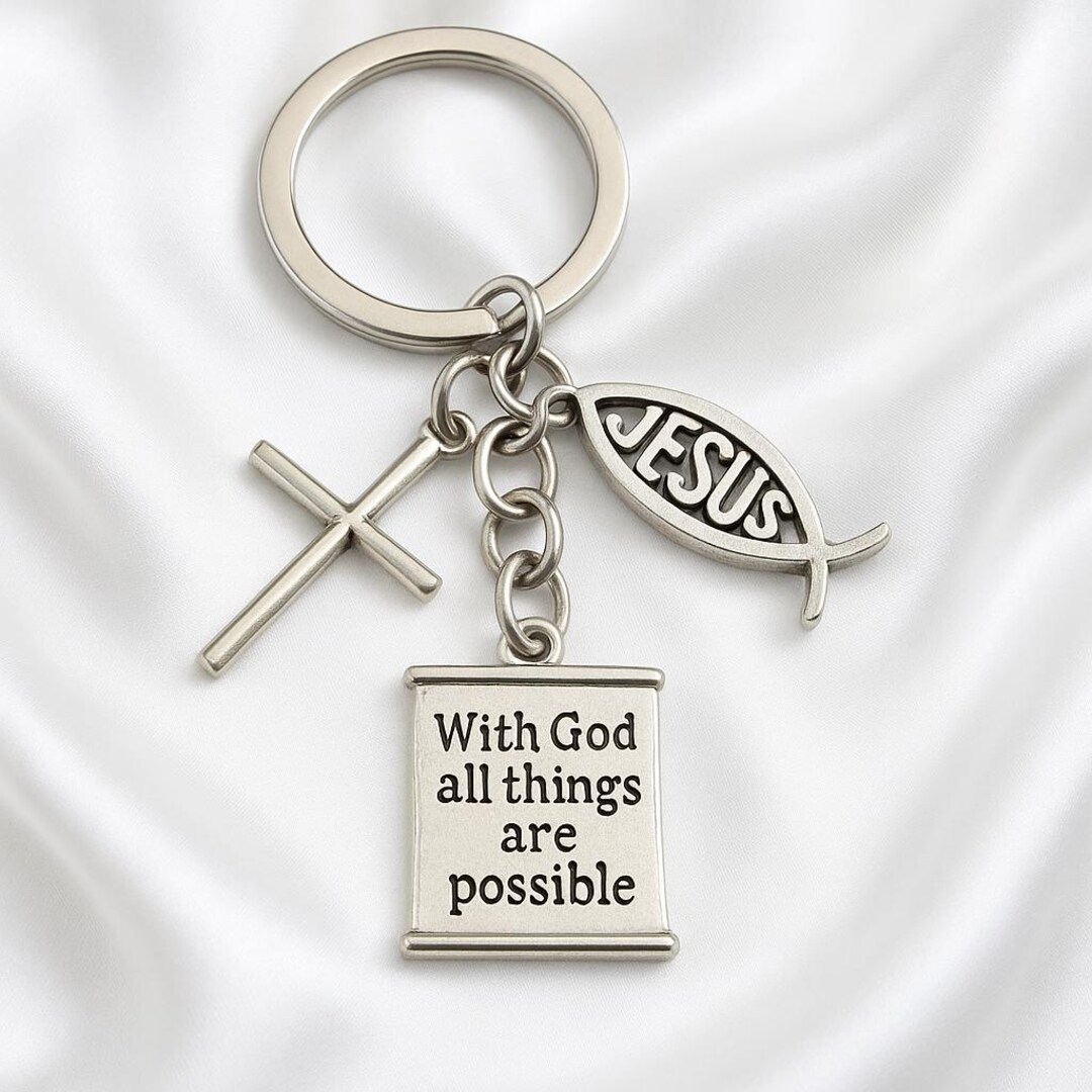 Faith Keychain – With God All Things Are Possible | Christian Gift ...