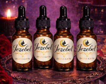 Aceite Jezebel: Aceite herbal mágico Hoodoo - Atrae riqueza y socios adinerados (4 frascos de 10 ml)