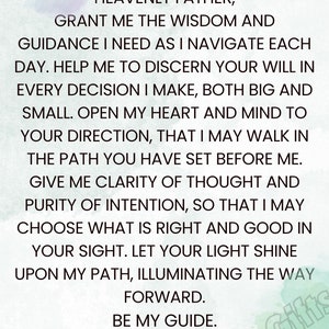 A Prayer for Guidance and Wisdom Digital Download | Prints | Decor | Catholic | Christian | Gift