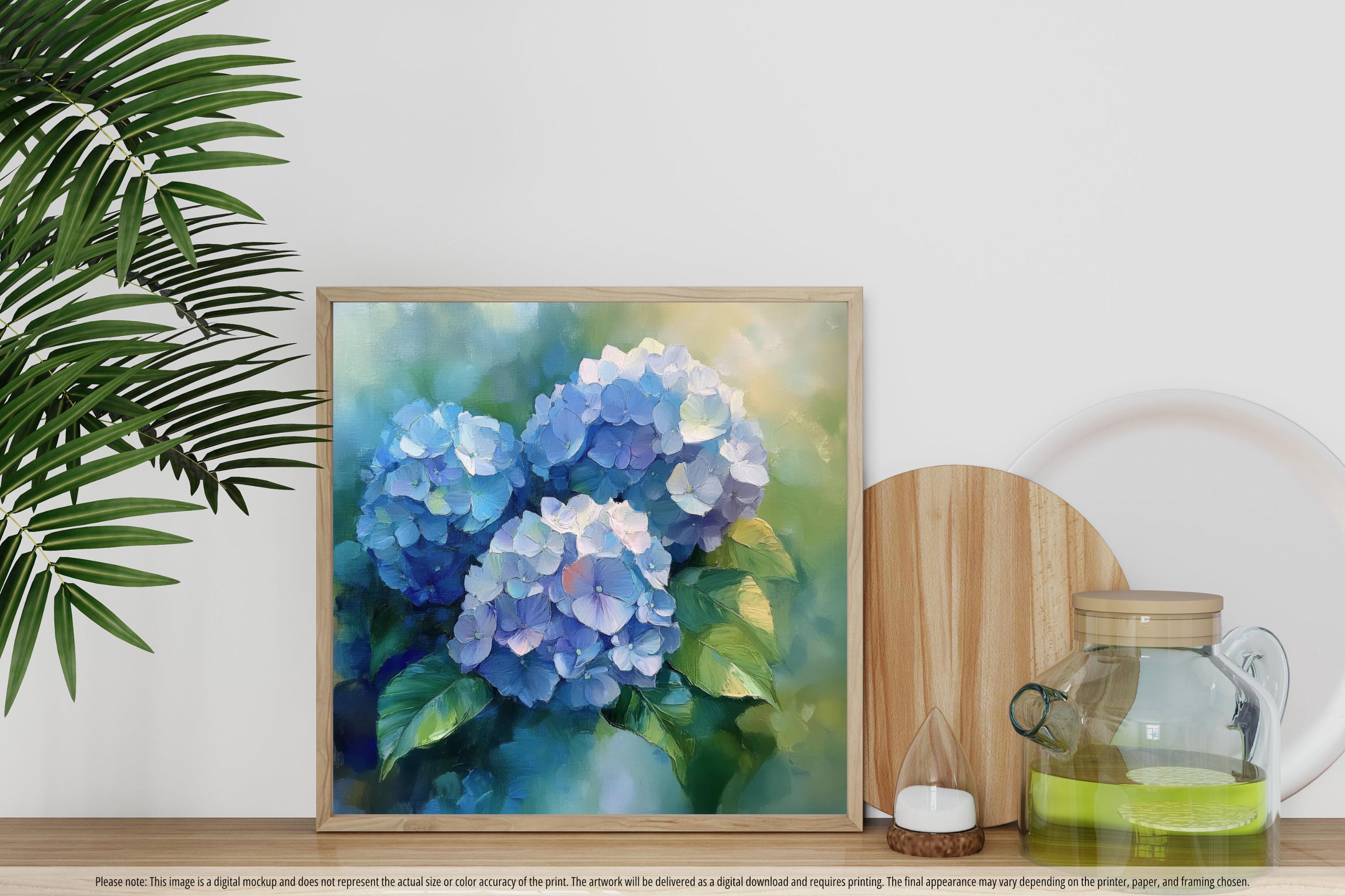 Blue Hydrangea - Oil Painting on Canvas | Digital Print for Instant ...