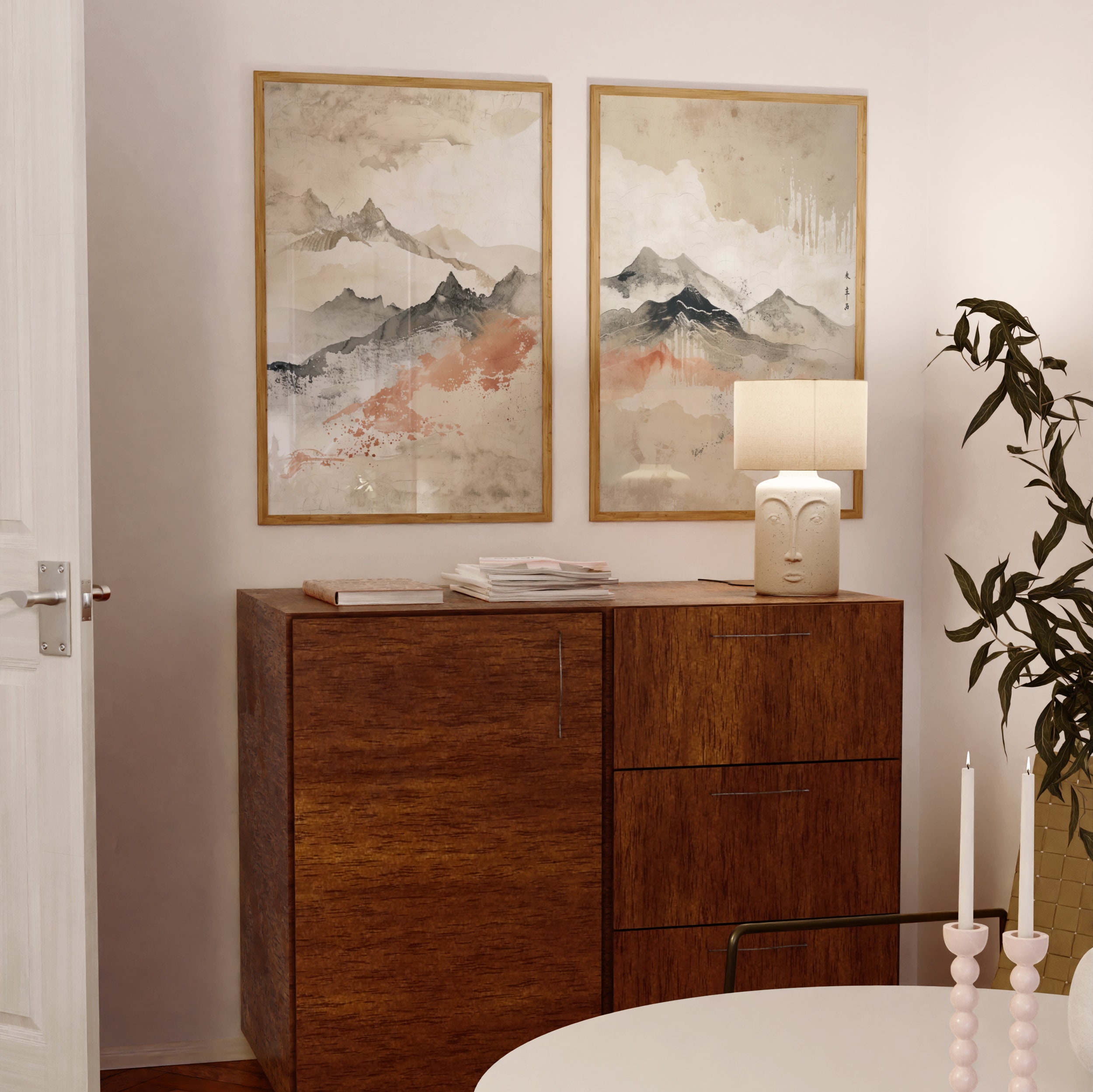 Japandi Wall Art Prints - Set of Two | Abstract Minimalist Artwork ...