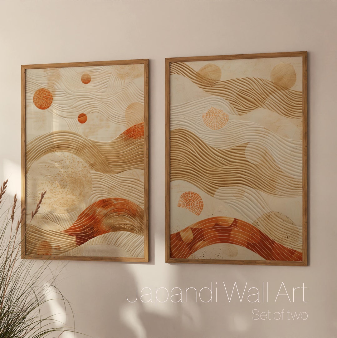 Japandi Wall Art Prints - Set of Two | Abstract Minimalist Artwork ...