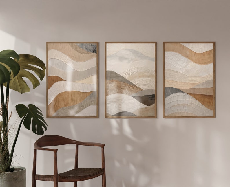 Wabi Sabi Wall Art - Set of 3 Prints. Natural Colors, Textured Wabi ...