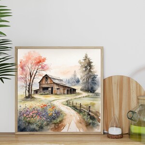 Old Barn Painting | Set of 4 Watercolor Prints | Prints of Old ...