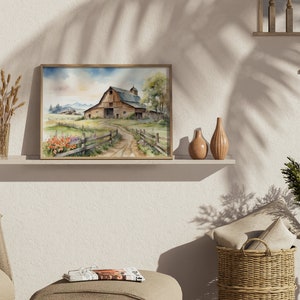 Old Barn Painting | Set of 4 Watercolor Prints | Prints of Old ...