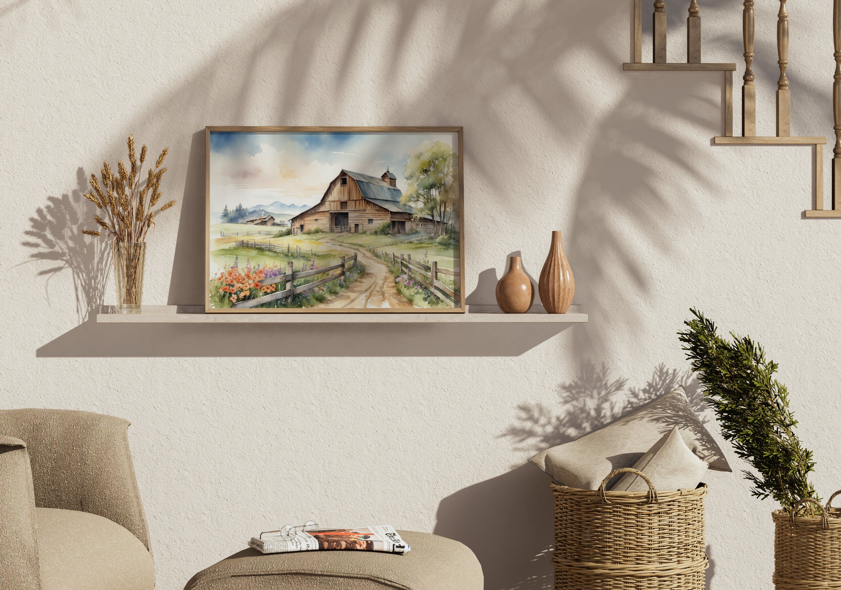 Old Barn Painting | Set of 4 Watercolor Prints | Prints of Old ...