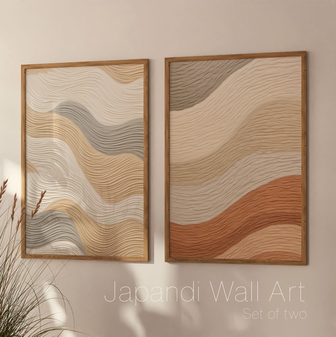 Japandi Wall Art Prints Set of Two Abstract Minimalist Artwork — free download