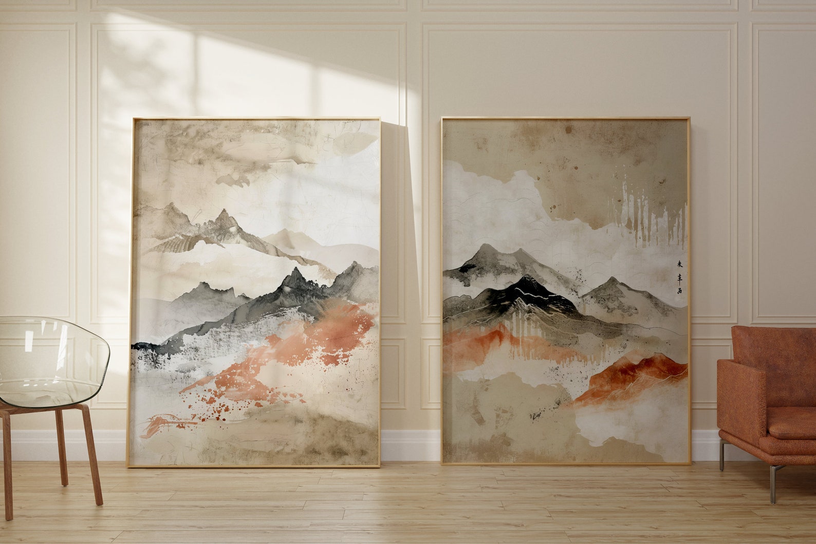 Japandi Wall Art Prints - Set of Two | Abstract Minimalist Artwork ...