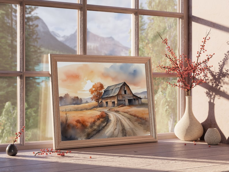 Old Barn Painting | Set of 4 Watercolor Prints | Prints of Old ...