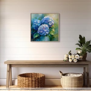 Blue Hydrangea - Oil Painting on Canvas | Digital Print for Instant ...