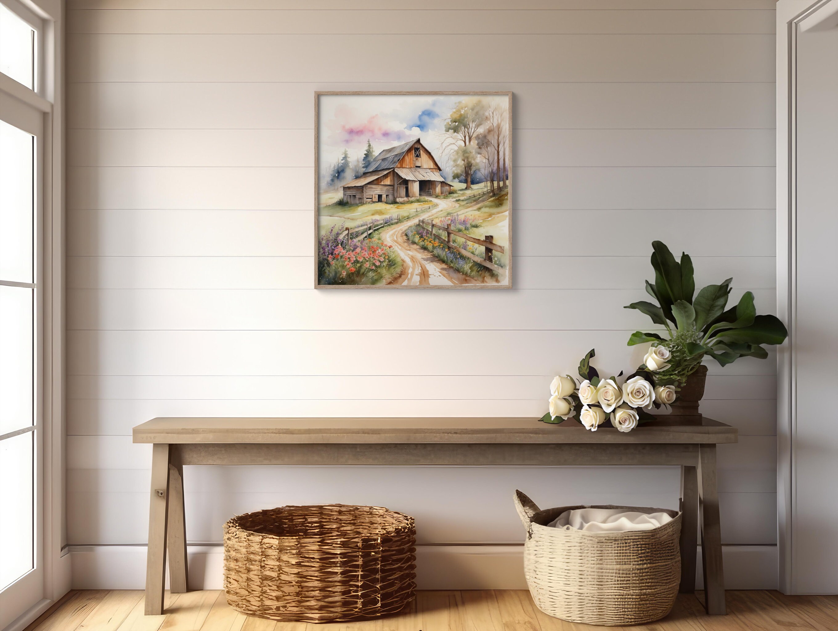 Old Barn Painting | Set of 4 Watercolor Prints | Prints of Old ...