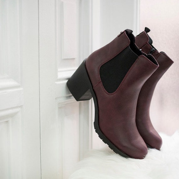 Botines Vino Tacón Cuadrado T.43 | Etsy Ireland