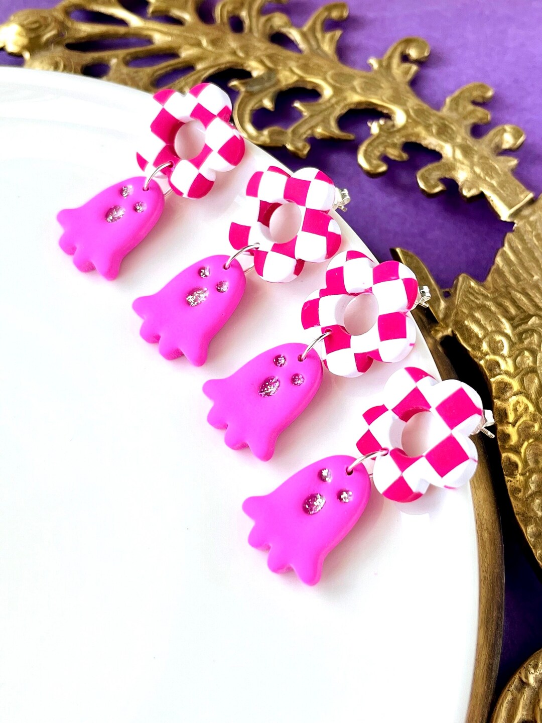 Mikovivi Halloween Geister Schmuck Set - Ohrringe & Halskette Für Grusel-Partys