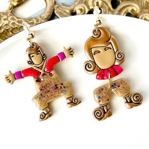 Schokoladenohrringe, Willy Wonka, Perfektes Geschenk für Schokoladenliebhaber, Polymer Clay Schmuck, Schokoladenfabrik
