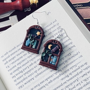 Bookshelf Earrings – Handmade Polymer Clay Jewelry for Book Lovers, Limited Edition with 925 Silver Hooks
