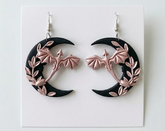 Pendientes Dragón Luna Negra: Joyería Fourth Wing
