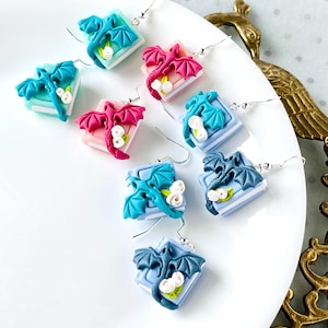 Mini Dragon Book Earrings, Fantasy Polymer Clay Jewelry, Book Lover Gift, Dragoncore Style, Cute Handmade Earrings, Limited Stock