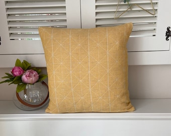 Copricuscino senape, 18 x18 Throw Pillow, Cuscino quadrato con motivo geometrico, Copricuscino decorativo, Federa minimalista scandinava