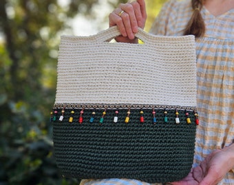 Macreme Bag,  Beaded  Tote Bag, Crochet Tote Bag, Top Handle Bag for Women, Bag For Women, Women's Fashion Bag, Mother Day Gifts For Her