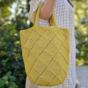 Crochet Macrame Bag, Handmade Summer Tote, Boho Shopping Bag, Natural Fiber Purse, Woven Shoulder Bag, Eco Friendly Handmade Accessory