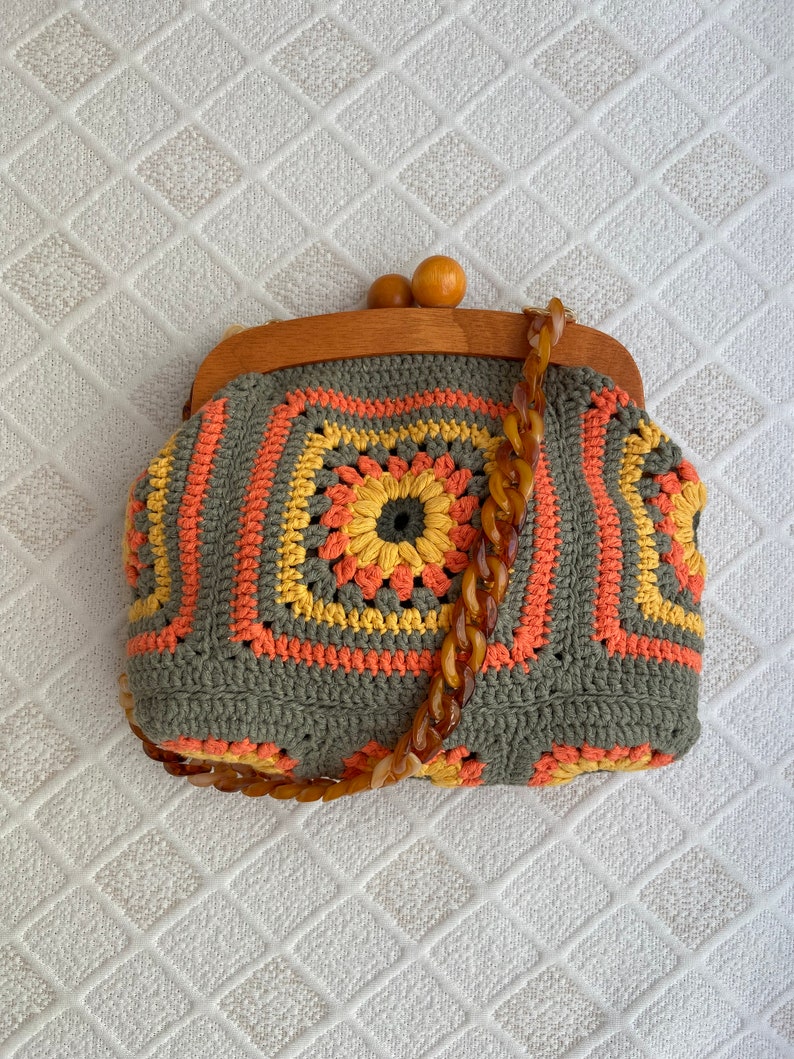 Granny Square Crochet Bag Tote Bag Sunflower Crochet Tote - Etsy