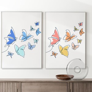 Line Drawing Orange Butterfly, Biological Wall Art, Insects Printable, One Line Drawing, Minimalist Wall Decor, Floral Wall Art, Digital Art