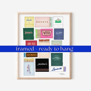 Framed Austin Matchbook Print, Colorful Wall Art, Austin Poster, Austin Texas Wall Art