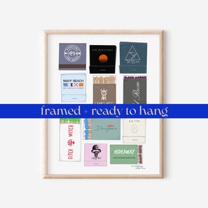 Framed Montauk Matchbook Print, Colorful Wall Art, Framed Hamptons Poster, Hamptons Wall Art