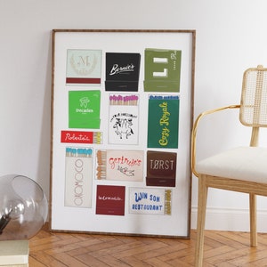 Digitale download Brooklyn Matchbook Print, kleurrijke muurkunst, Brooklyn Poster, Brooklyn Wall Art