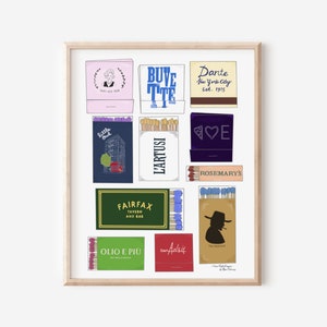 West Village Matchbook Print, Colorful Wall Art, NYC Matchbooks Poster, New York City Poster