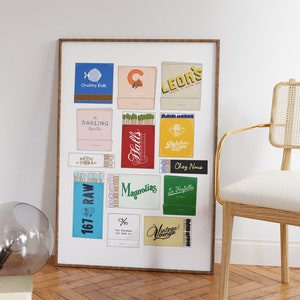 Digital Download Charleston Matchbook Print, Colorful Wall Art, Charleston Poster, Charleston Wall Art