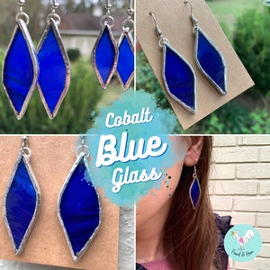 Blue Stained Glass Dangle Earrings | Variety | Cathedral Glass