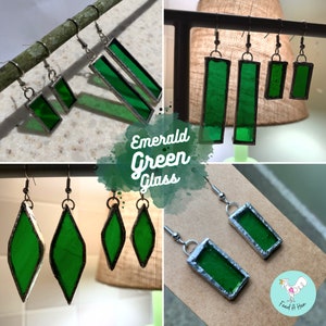 Green Stained Glass Dangle Earrings | Variety