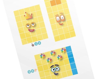 Autocollants de visage Numberblocks 30-39 Téléchargement instantané PDF / PNG