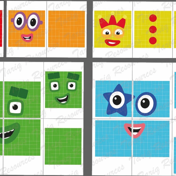 Numberblocks Faces 100 - 1000 Instant Download PDF / PNG