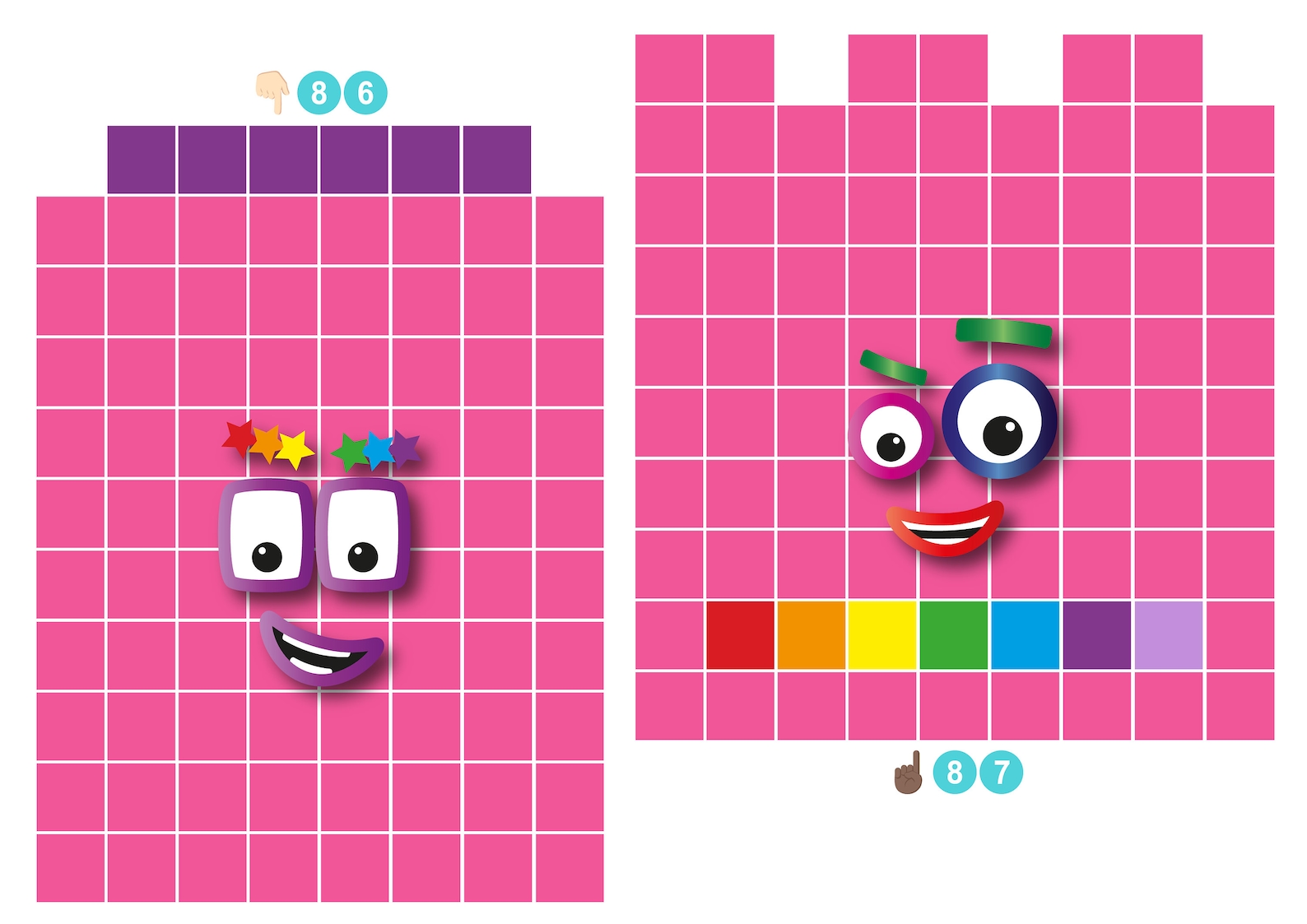 Numberblocks Face Stickers 80-89 Instant Download PDF PNG | Etsy